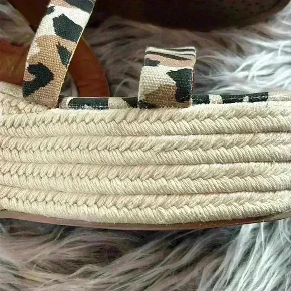 Qupid Leopard Print Canvas Platform Cross Over Espadrilles, 7.5 - Picture 9 of 12